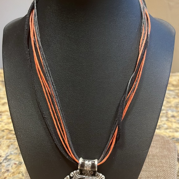 Marie MultiStrand Rose Medallion Necklace with rhinestones - Picture 3 of 7